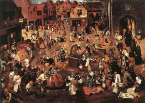 El combate entre Don Carnal y Doña Cuaresma. Pieter Brueghel El Joven.